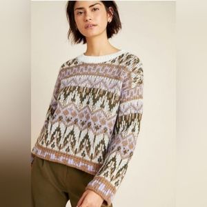 Anthropologie fair isle nordicboxy crop alpaca wool blendsweater fabiana M